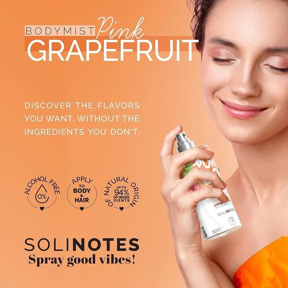 Solinotes Pomelo Hair & Body Mist | Alcohol-Free, Cruelty-Free (8.45 fl oz)